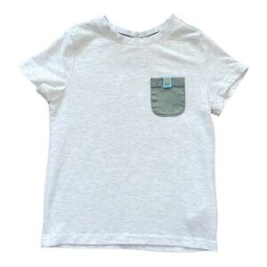 𝅺tommy Bahama shirt/top short sleeve gray round neck pocket detail girls 3T